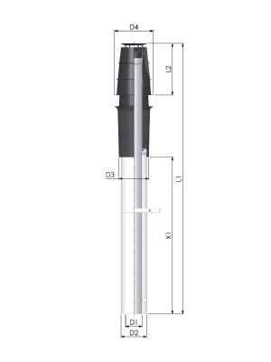 Tuyau concentrique vertical d'vacuation des gaz de combustion pour les chauffe-eau tanches TTulpe C-Meister 11, 13 & 14